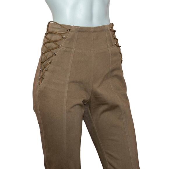 Michelle Mason Corset Pants Laced sides Khaki Women's 26w - Picture 8 of 10